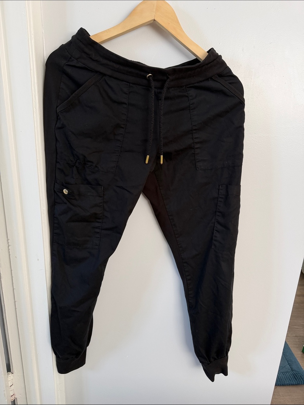 Jaanuu Scrub black Drawstring Cargo Jogger Pants size small